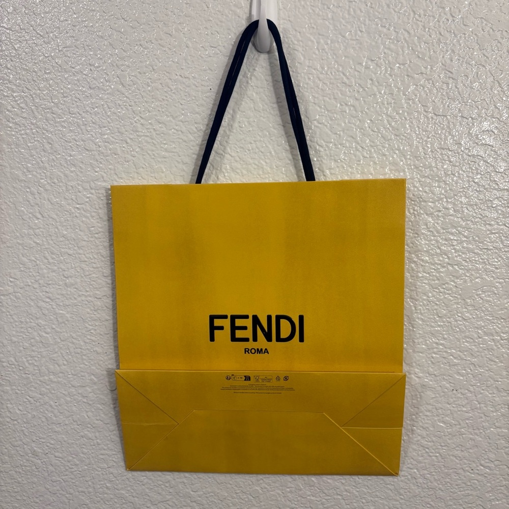 FENDI Roma Yellow Luxury Shopping Bag Medium Designer Gift - Picture 2 of 5
